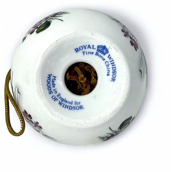 Royal Windsor Fine Bone China Hanging Potpourri Ball Ornament - 3.5” - Violets - Picture 6 of 7